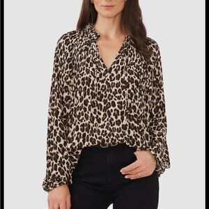 Vince Camuto leopard print blouse size XS